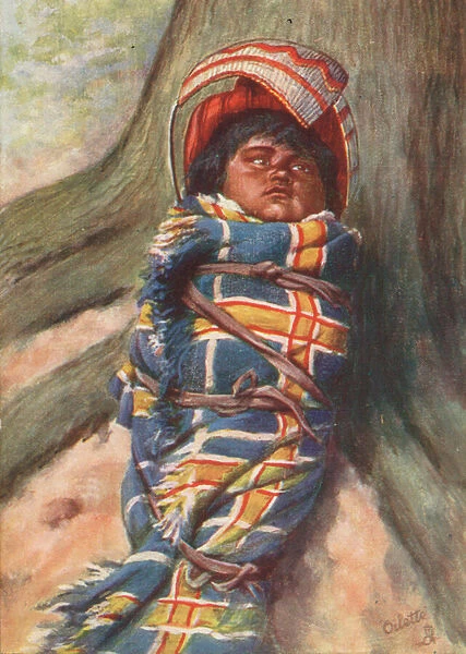 A Piute Indian papoose (colour litho)