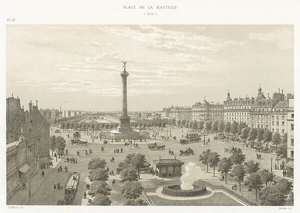 Place de la Bastille, 1878 (colour litho)