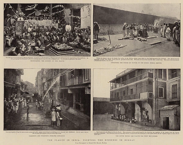 The Plague in India, Fighting the Epidemic in Bombay (b  /  w photo)