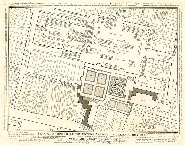 Plan of Bedford House, Covent Garden, London, taken about 1690 (engraving)
