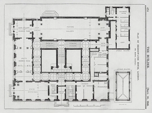 Plan of Bridgewater House, London (engraving)