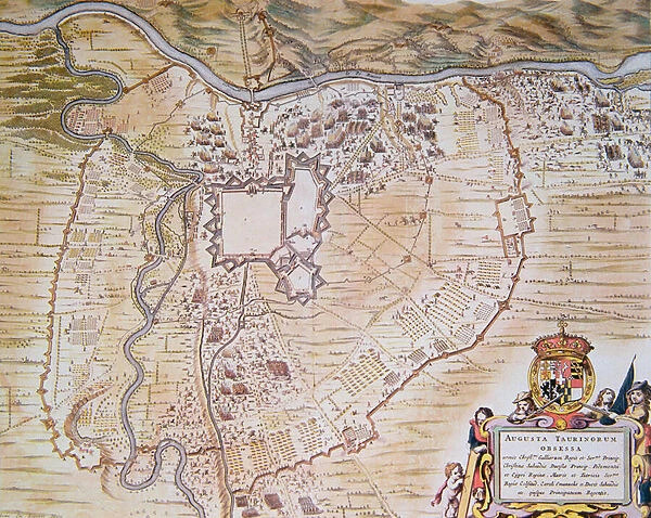 Plan of the Citadel of Turin during the siege of 1640 (colour litho)