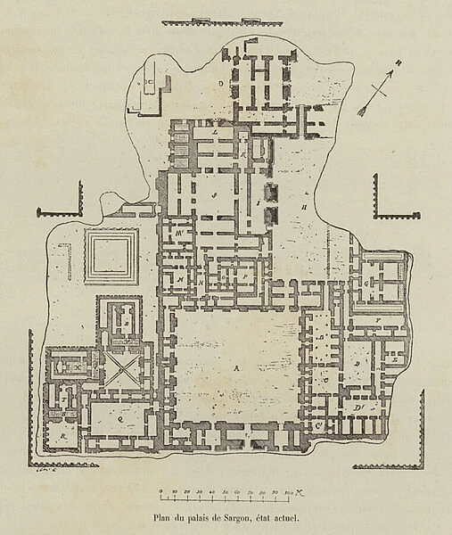 Plan du palais de Sargon, etat actuel (engraving)