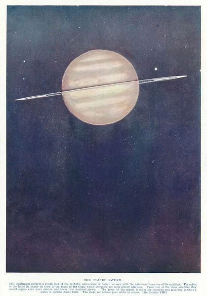 The planet Saturn (colour litho)
