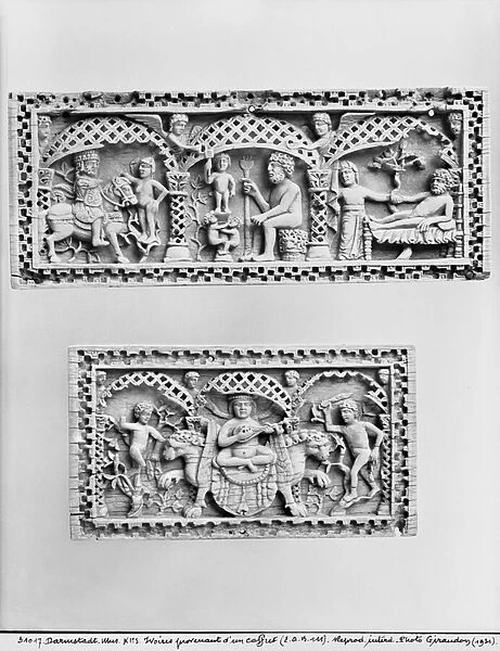 Two plaques from a chest (ivory) (b  /  w photo) (see also 238730)
