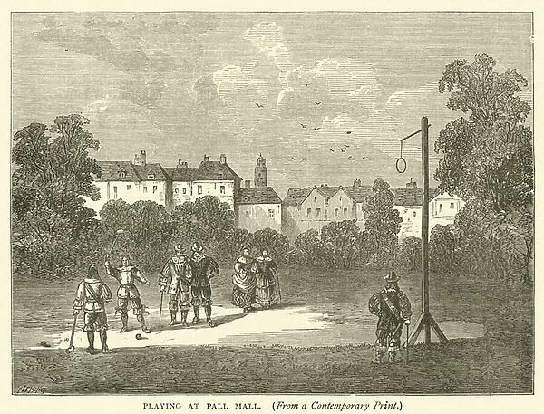Playing at Pall Mall, from a contemporary print (engraving)