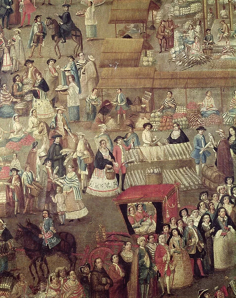 Plaza Mayor in Mexico, detail of the Market (oil on canvas)