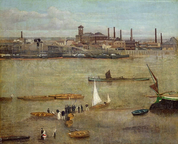 The Plumbago Factory, Battersea (oil on canvas)
