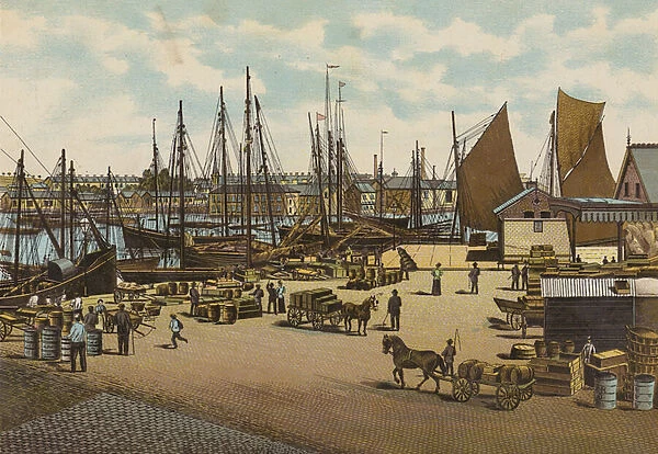 Plymouth: The Barbican, Plymouth (colour litho)