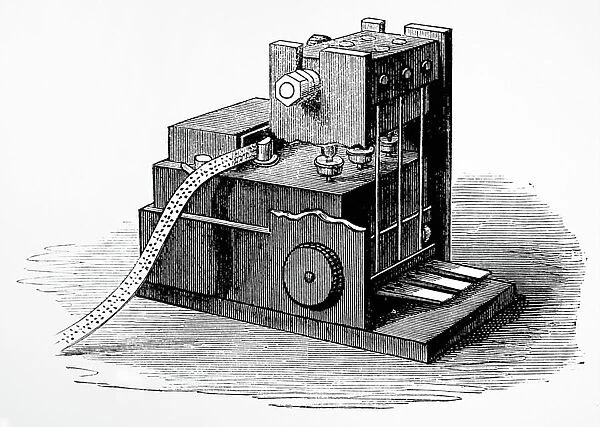 Pneumatically operated perforating machine for Morse electric telegraphs: used by the GPO, 1890