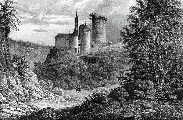 Poland, Woiwodschaft Ermland-Masuren, Reszel (up to the end of WW II Germany, East Prussia, Roessel), castle Roessel, lithography about 1840