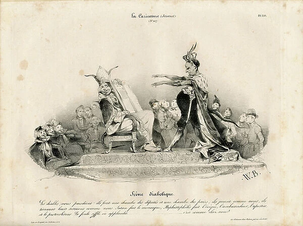 The Political Caricature (1830), Satirical in N & B, 1832_11_22: Diabolic Scene - Religion - Devil, Talleyrand - Illustration by W.B