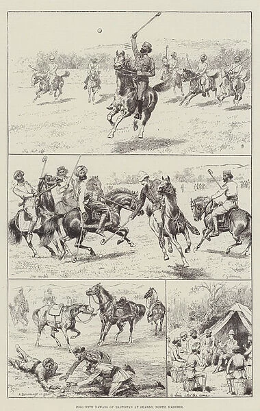 Polo with Nawabs of Baltistan at Skardo, North Kashmir (engraving)