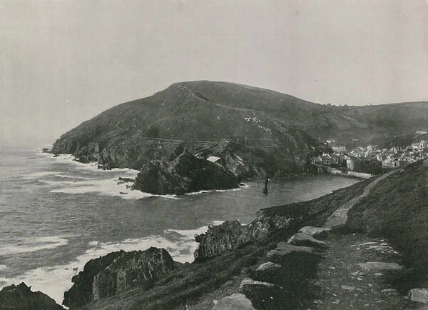 Polperro, the Inlet and the Village (b  /  w photo)