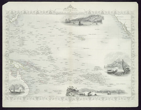 Polynesia or Islands in the Pacific Ocean, from a Series of World Maps by John Tallis