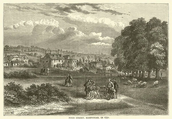 Pond Street, Hampstead, in 1750 (engraving)