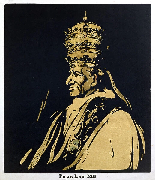 Pope Leo XIII, Gioacchino Vincenzo Raffaele Luigi Pecci (1878-1903) illustration from Twelve Portraits - Second Series, published 1899 (hand-coloured woodblock)
