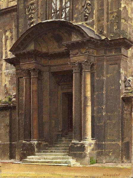 The Porch of the Old Ashmolean, Oxford (oil on board)