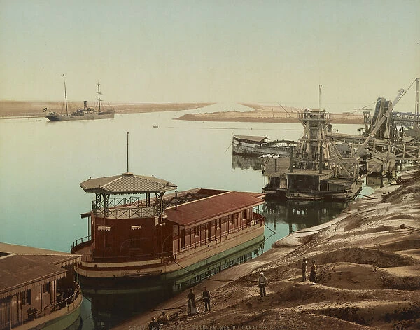 Port Said, entrance to the Suez Canal, c. 1900 (colour photochrom)