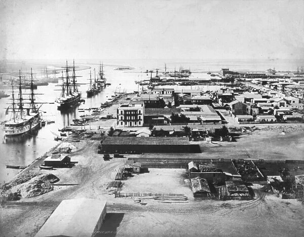 Port Said and the Suez Canal, c. 1875 (b  /  w photo)