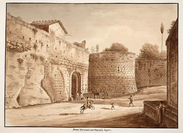 The Porta Turrionis, or Cavalleggeri, 1833 (etching with brown wash)