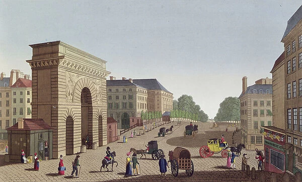 The Porte Saint Martin, c. 1815-20 (colour engraving)