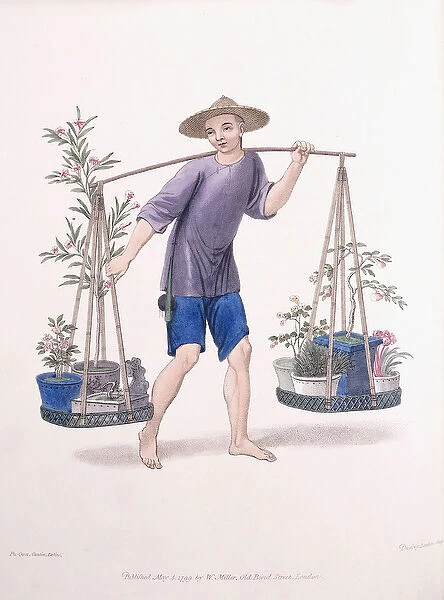 A Porter with Fruit Trees and Flowers, c. 1800-01 (hand-coloured stipple engraving)