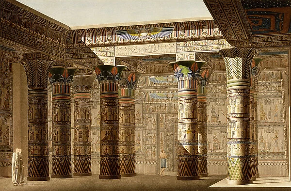 Portico of the Grand Temple of Philae, Nubia, c. 1809-1812 (colour engraving)