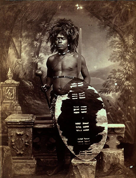 Portrait of an African warrior, 1880 (print on double-weight paper)