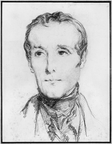 Portrait of Alphonse de Lamartine, c. 1848 (pencil on paper)
