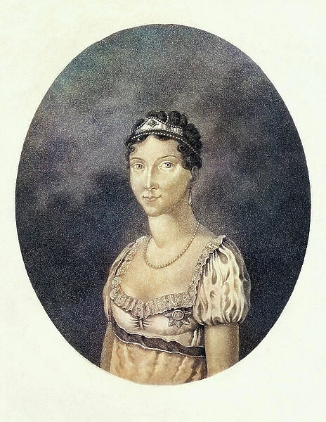 Portrait of Anna Pavlovna of Russia, 19th century (engraving)