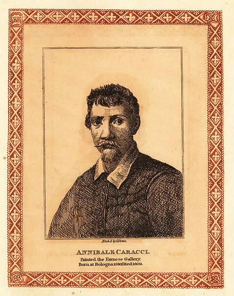 Portrait of Annibale Caracci, Italian Baroque painter. 1817 (etching)