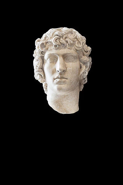 Portrait of Antinous, between 130 and 138 AD, found in villa Adriana, national museum of Rome (museo nazionale romano), Rome, Italy