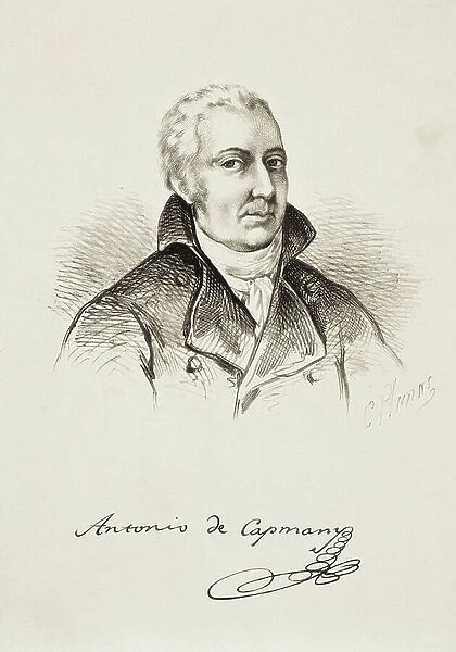 Portrait of Antonio de CAPMANY Y DE MONTPALAU, (1742-1813), Spanish historian and philologist, director of the Academy of Royal History (1802) (engraving)