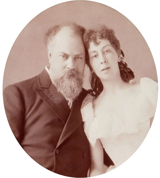 Portrait of the artist Konstantin Yegorovich Makovsky (Constantin Makovski) (1839-1915) with his wife. Albumin Photo by Andrei Osipovich Karelin (1837-1906), 1880s. Museum of Photography History, Nizhni Novgorod