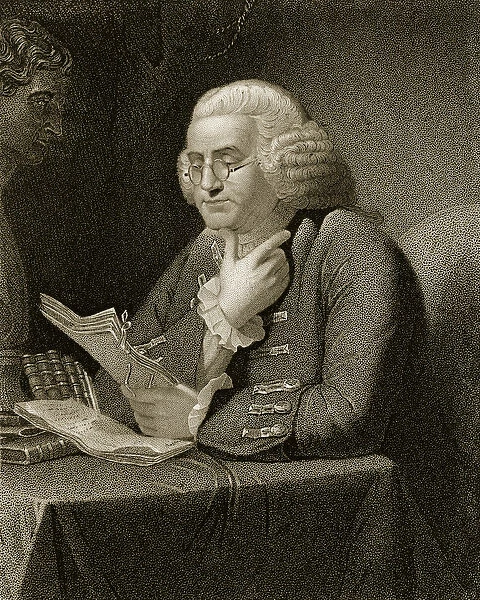 Portrait of Benjamin Franklin, engraved by Thomas B. Welch (1814-74) (engraving)