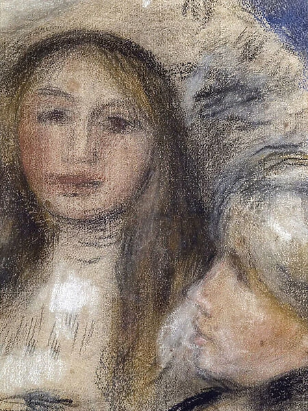 Portrait of Berthe Morisot (1841-1895) and his daughter (Julie Manet, 1878-1966) (detail) (1894). Auguste Rebnoir (1841-1919). Pastel and charcoal on solid glue paper on cardboard. Musee des Beaux-Arts de la Ville de Paris, PeuPalais
