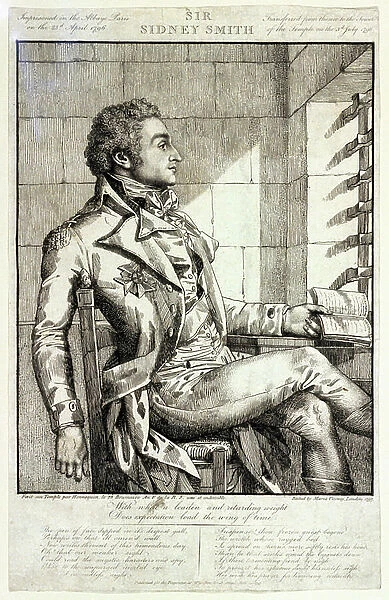 Portrait of Captain Sidney Smith (1764-1840), imprisoned at the Abbey of Paris, captured in 1795, during the wars of the French Revolution, on the coast of France, he remained imprisoned until 1798, suspected of espionage