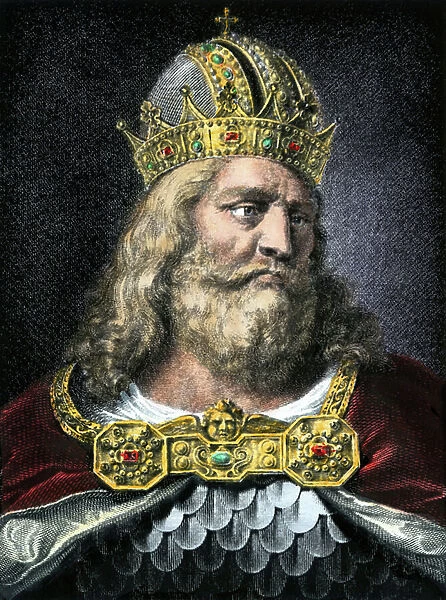 Portrait of Charlemagne (Charles I called Charles the Great 742-814) Idealized portrait of Charlemagne. From a 19th-century illustration