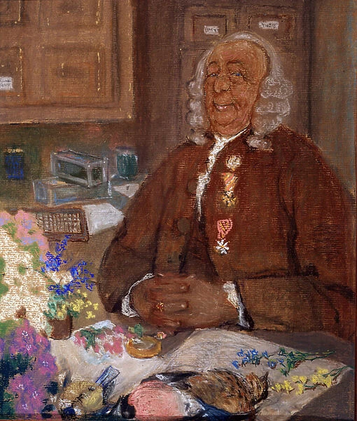 'Portrait de Charles Linne (Carl von Linne, Linneus 1707-1778), naturaliste suedois'Peinture de Mikhail Dmitrievich Ezuchevsky (1880-1928) 20eme siecle State Darwin Museum, Moscou