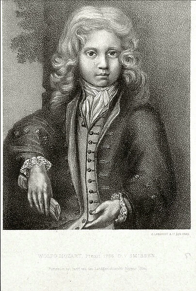 Portrait of child Wolfgang Amadeus Mozart, 1766 (litho)