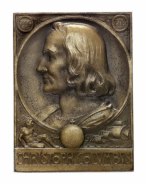 Portrait of Christopher Columbus, 1892 (bronze medal)