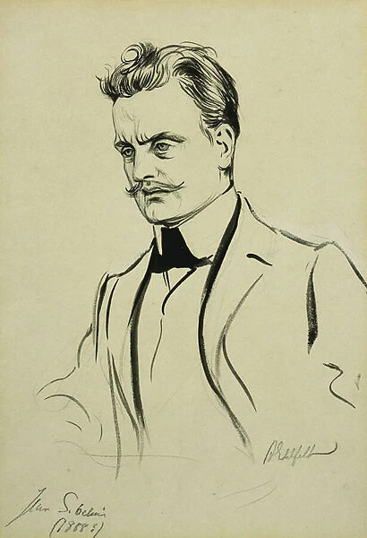 Portrait of the Composer Jean Sibelius, small half-length, (pencil
