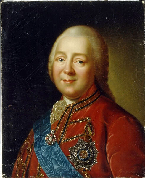 Portrait du general et comte Nikita Ivanovich Panin (1718-1783). (Portrait of General Count N. I. Panin). Peinture de Vladimir Lukich Borovikovsky (ou Borovikovski) (1757-1825), huile sur carton, fin 18e siecle, art russe