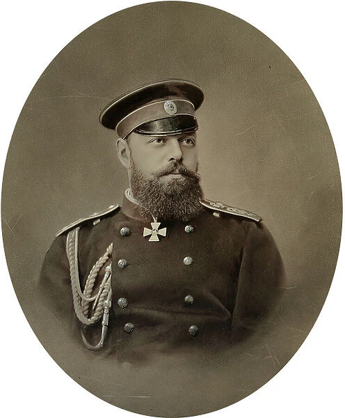 Portrait of the Emperor Alexander III (Alexander III Alexandrovich, Alexandre III, Alexandre Alexandrovitch Romanov, 1845-1894) (1845-1894). Albumin Photo by Charles (Karl) Bergamasco (1830-1896), 1890s. The Russian State Library, Moscow