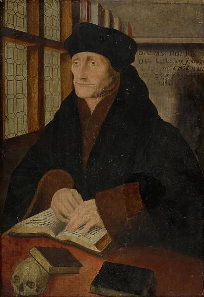 Portrait of Erasmus of Rotterdam in the Study (oil on oak wood)