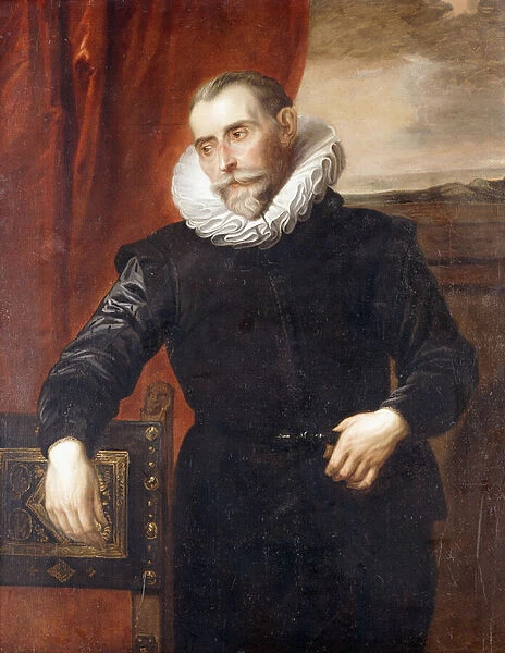 Portrait of Frans Snyders, half-length, in black costume, leaning on a chair