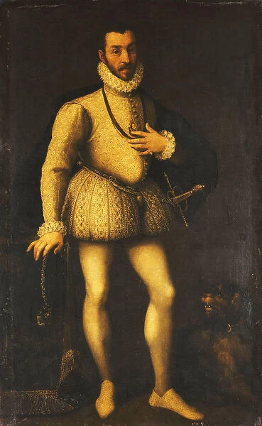 Portrait of a Gentleman, full-length, Wearing an Embroidered White Jerkin