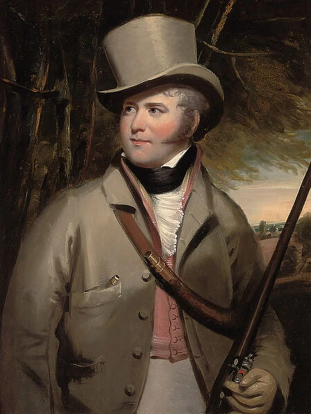 Portrait of a Gentleman with Sporting Gun in a Landscape (oil on canvas)
