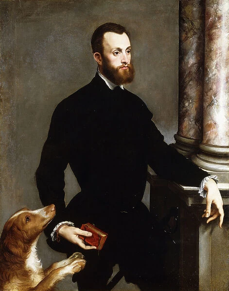 Portrait of a Gentleman, Standing three-quarter length, wearing a black costume